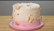Pink Velvet Buttercream Cake - Wafer Paper Butterflies
