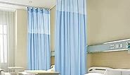 8ft Wide x 7ft Tall Hospital Curtain Divider for Room Separation Mesh Top Medical Exam Room Privacy Curtains with Flat Hooks Header Office Hospital Bed Cubicle Curtain, Blue, 1 Panel