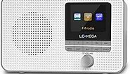 LEMEGA IR1 Portable WiFi Internet Radio, FM Digital Radio, Bluetooth, Dual Alarms Clock,Sleep Snooze Timer,40 Presets,Headphone-Output, Colour Display,Batteries or Mains Powered – Grey Finish