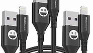 1ft iPhone Charger Short Lightning Cable, 3-Pack MFi-Certified iPhone Charger Cable 1Foot Charging Cord for iPhone 12 11 Pro X XS Max XR/8 Plus/7 Plus/6/6s Plus/5s /5c/iPad Mini Air(Black)