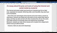 grade 8 writing - essay about advantages and disadvantages of using internet and social media