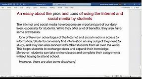 grade 8 writing - essay about advantages and disadvantages of using internet and social media