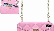 UnnFiko Wallet Case Compatible with iPhone 6 Plus/iPhone 6s Plus, Pretty Luxury Bag Design, Purse Flip Card Pouch Cover Soft Silicone Case with Long Shoulder Strap (Pink, iPhone 6 Plus / 6s Plus)