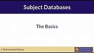 Subject Databases: The Basics