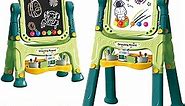 Amogoing Easel for Kids, Adjustable Standing Art Easel for Toddler, Double Magnetic Drawing Board with Painting Accessories, Gift for Little Boys and Girls, Middle Size Green