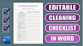 Create a Cleaning Checklist in Word & save as a PDF | EASY TUTORIAL