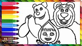 Drawing and Coloring Masha With The 2 Bears 👧🏼🐻🐻💗 Drawings For Kids