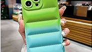 VirgoCCY for iPhone 15 Pro Max Square Case, Cute Gradient Color Cases, Unique 3D Cushioned Design, Soft Touch Puffer TPU Material, Shockproof Bumper Protective Back Cover for Women Girls, Green
