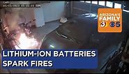 Lithium battery explosion inside Phoenix garage caught on camera