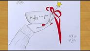 How to draw happy new year with cup || Gali Gali Art ||