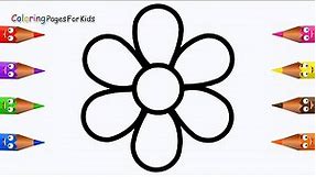 How To Draw Flower Coloring pages For Kids,Children Toddlers - Learn Colours With Colouring Book