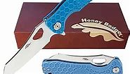 Western Active Honey Badger Wharncleaver Pocket Knife, Steel Blade Everyday Carry Knife, Pocket Knife, Tactical Knife and Folding Knife with Deep Carry Pocket Clip - (Medium Blue HB1041)