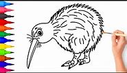 Kiwi Bird Coloring For Kids & Toddlers | Coloring For Kids | How To Draw Kiwi Bird For Kids ?