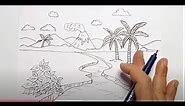 🌲 Como Dibujar un Paisaje de PRIMAVERA 🟩 How to DRAW SPRING Landscape - Dibujar Paisajes