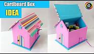 EASY CARDBOARD BOX CRAFT / BEAUTIFUL DIY IDEA WITH WASTE CARDBOARD BOXES/ DIY ORGANIZER BOX