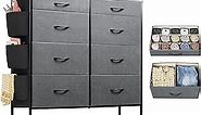 WLIVE Dresser for Bedroom with 8 Drawers, Tall Storage Tower with Drawer Organizers, Side Pockets and Hooks, Fabric Dresser, Chest of Drawers for Living Room, Closet, Hallway, Dark Grey