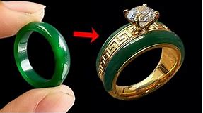 I put jade stone into gold ring - unique jewelry handmade