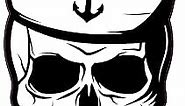 WickedGoodz Sailor Skull Decal - Nautical Anchor Bumper Sticker - Ocean Sailor Decal