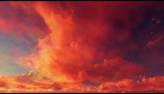 ( CGI 4k Stock Footage ) Fiery hot red sunset clouds time lapse seamless loop
