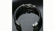 Black Braided Leather Bracelet for Men
