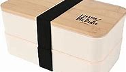 | Bamboo Bento Box | Microwavable Bento Box Adult | Wooden Lunch Box | Lunch Bamboo Box | 40 oz | Bento Box Bamboo | Minimalist Lunch Box | Wooden Bento Box w/Utensils | (White)