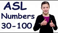 ASL Numbers 30-100 in Sign Language