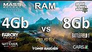 4Gb vs 8Gb RAM Test in 8 Games