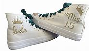 Mis Quince Shoes - Esmerald Gold Custom Sneakers for Quinceñera FAST SHIPPING (10)