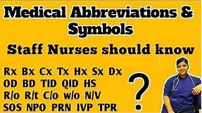 Commonly used medical symbols and abbreviations for nurses