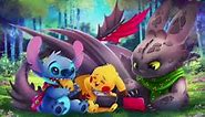 Stitch,toothless and pikachu