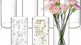 7pcs Glass Cylinder Vases for Centerpieces - 10 Inch Tall Glass Vases for Flowers, Hurricane Glass Candle Holders Floating Candle Vases for Table Centerpiece Formal Dinners Home Decor