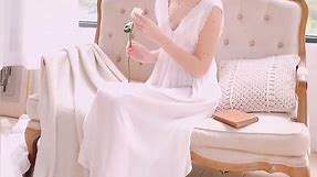 Summer Sleepwear Vintage White Cotton Nightgown Plus Size Women Home Wear( link in bio 🔥)
