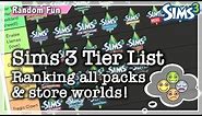 Sims 3 Tier List | Ranking all the expansion packs, stuff packs and worlds 🔝