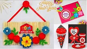 4 Easy New Year Craft Ideas | DIY Happy New Year Card 2024 | New Year Greetings Card | Handmade Gift