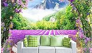 TOKMOCO 3D Lavender Flower Wallpaper Vine Arch Nature Scenery Mural Pastoral Style Wall Painting Living Room Decor