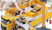 Kids Construction Toys, Construction Truck Toys Set w/Crane, Excavator, Forklift,Bulldozer,Dump Trucks,Cement Truck,Road Roller, Alloy Construction Vehicle Toys for 3 4 5 6 7 Years Old Boys Gifts