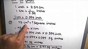 How to convert square cm to square inches / square centimeters to square inches / sq cm to sq inches