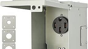 RVGUARD 50 Amp 125/250 Volt RV/EV Power Outlet Box, Enclosed Lockable Weatherproof Outdoor Electrical NEMA 14-50R Receptacle Panel, ETL Listed