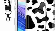 LISEVO (2in1 Cow Print Wrist Strap Case for iPhone 11 6.1 Inch Cute Aesthetic Cowprint Design Loopy Women Pattern Designer Cases Hand Strap Girls Handle Finger Loop Phone Cover+Lanyard for iPhone 11