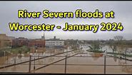 River Severn floods and covers canal at Worcester, January 2024