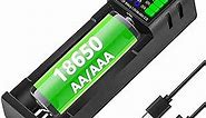 18650 Battery Charger AA Battery Fast Charger for 3.7V Lithium ion 18650 18500 14500 21700 17500 16340 26650 20700 Batteries and 1.2V Ni-MH/Ni-Cd AA AAA C Battery(no Battery)