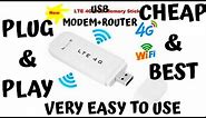 LTE 4G USB modem with wifi hotspot unboxing & setup with charging adaptor