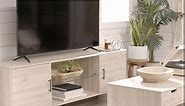 Walker Edison Saxon Mid Century Modern Glass Shelf TV Stand for TVs up to 65 Inches, 60 Inch, Birch