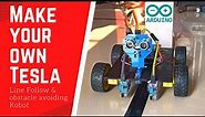 Arduino obstacle avoiding line follower robot projects code 2021