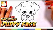 How to Draw a Cute Puppy Face Step by Step - Art for kids | CC