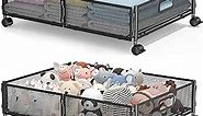 Lingusta Under Bed Storage with Wheels,Rolling Under Bed Storage Containers,Under Bed Shoe Storage,Under Bed Storage for Bedroom Clothes Shoes Blankets (2 pack, Black)