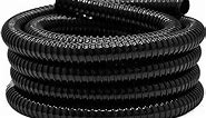 0.75 Inch Pond Tubing, 3/4" ID Corrugated Water Pipe, 20 Feet Length Flexible PVC Hose Pipe with Pipe Fittings, Aquarium, Pond Waterfall, Garden Pond Pump Drainage Tube Black