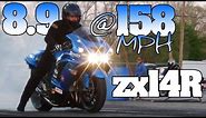 8.9@158mph Kawasaki zx14r Ninja motorcycle drag racing 2012