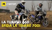 Aprilia Tuareg 660 VS Yamaha Ténéré 700. TEST: road & offroad. Velocità e accelerazione [ENG.SUB]