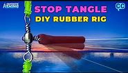 Free fishing line tangle and DIY rubber rig.